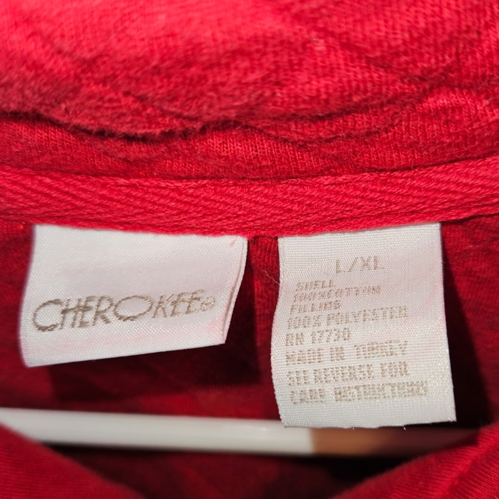 #333 Vintage- Cherokee- Tru Red Quilted Zip-up Jacket w Pockets- Sz. L/XL - Picture 4 of 4